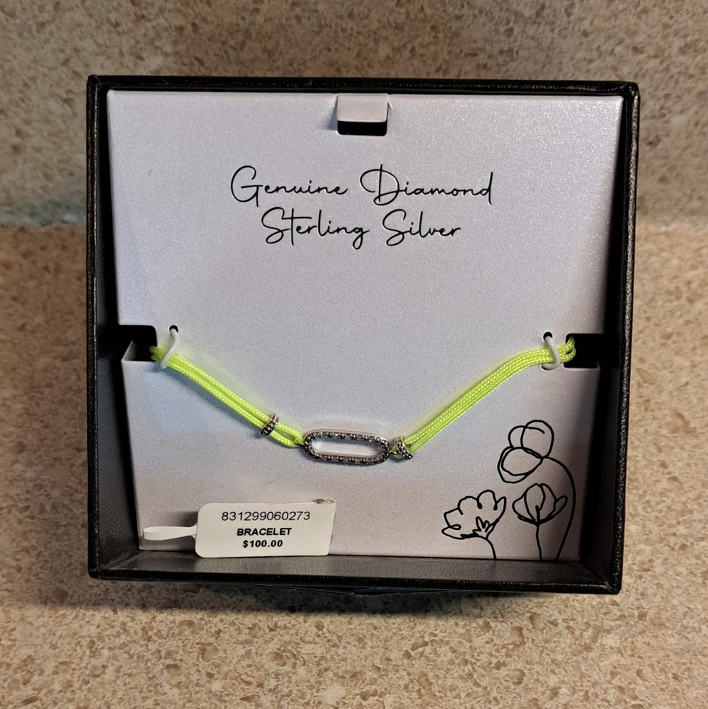 NWT Macys Diamond Sterling Corded Bracelet